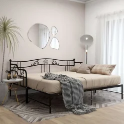 vidaXL Estructura sofá cama extraíble sin colchón metal 90x200cm Negro Sale