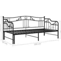 vidaXL Estructura sofá cama extraíble sin colchón metal 90x200cm Negro Sale