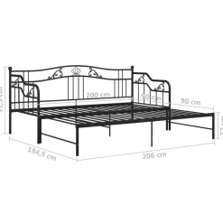 vidaXL Estructura sofá cama extraíble sin colchón metal 90x200cm Negro Sale