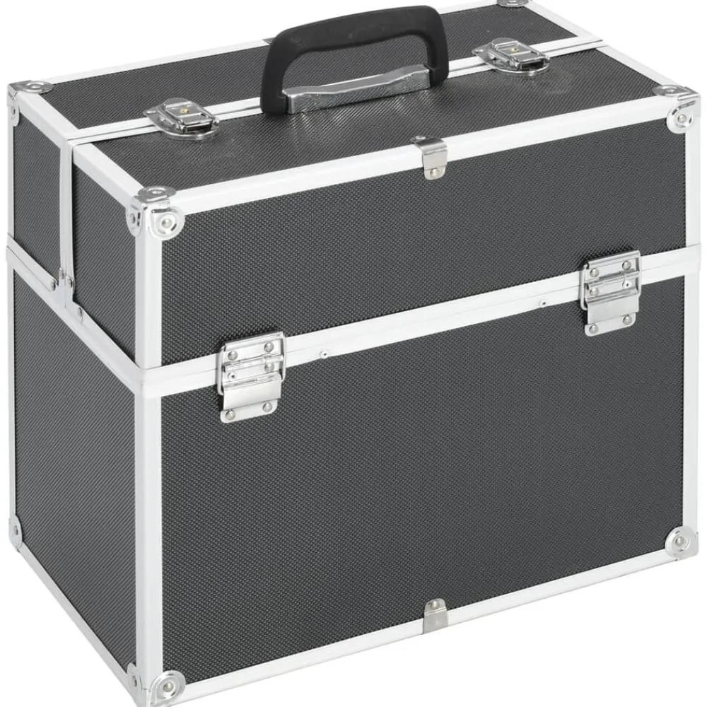 vidaXL Estuche de maquillaje aluminio 38x23x34 cm Negro Sale