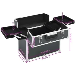 vidaXL Estuche de maquillaje aluminio 38x23x34 cm Negro Sale