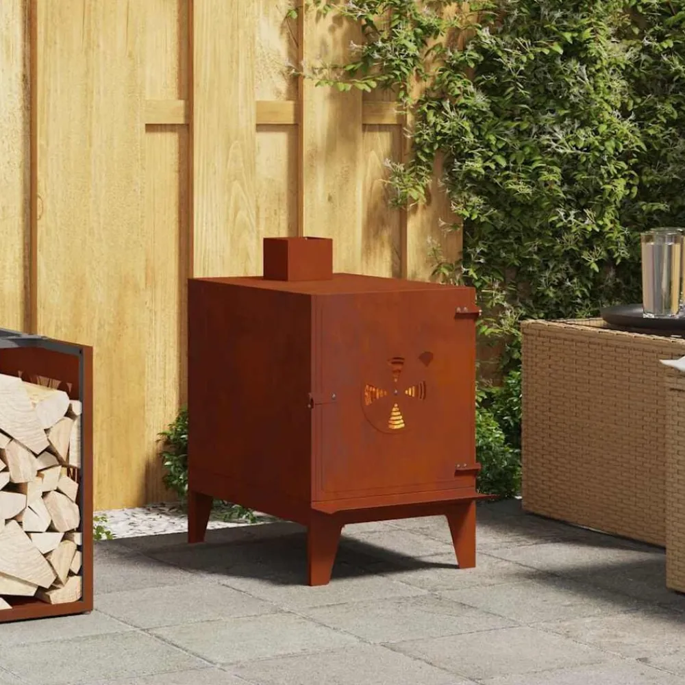 vidaXL Estufa de camping de acero corten 35x50x60 cm oxidado Hot