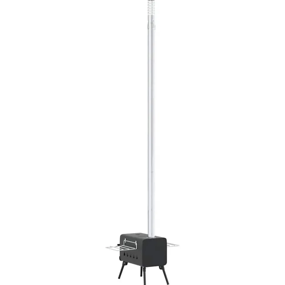 vidaXL Estufa leña de tienda con chimenea patas plegables acero negro Best
