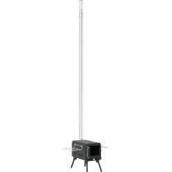 vidaXL Estufa leña de tienda con chimenea patas plegables acero negro Best