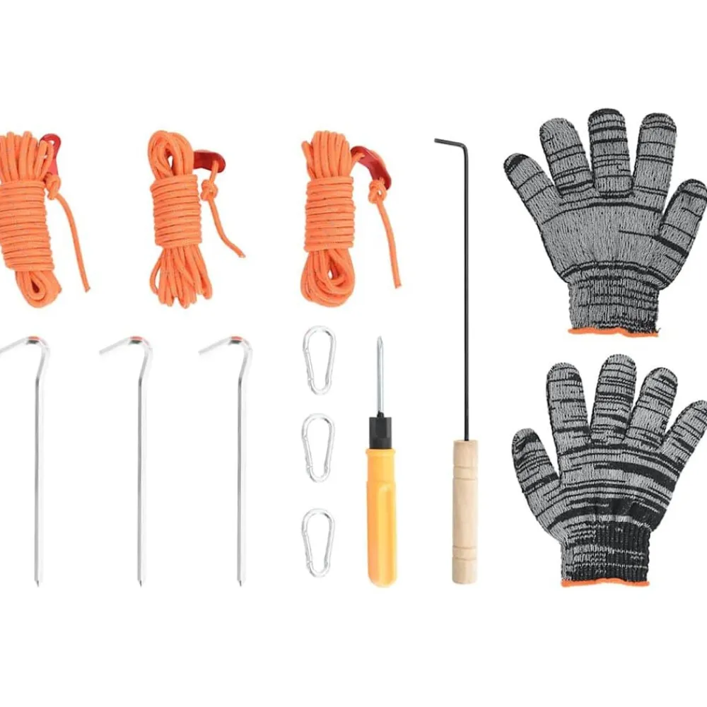 vidaXL Estufa leña de tienda con chimenea patas plegables acero negro Best