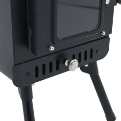 vidaXL Estufa leña de tienda con chimenea patas plegables acero negro Best