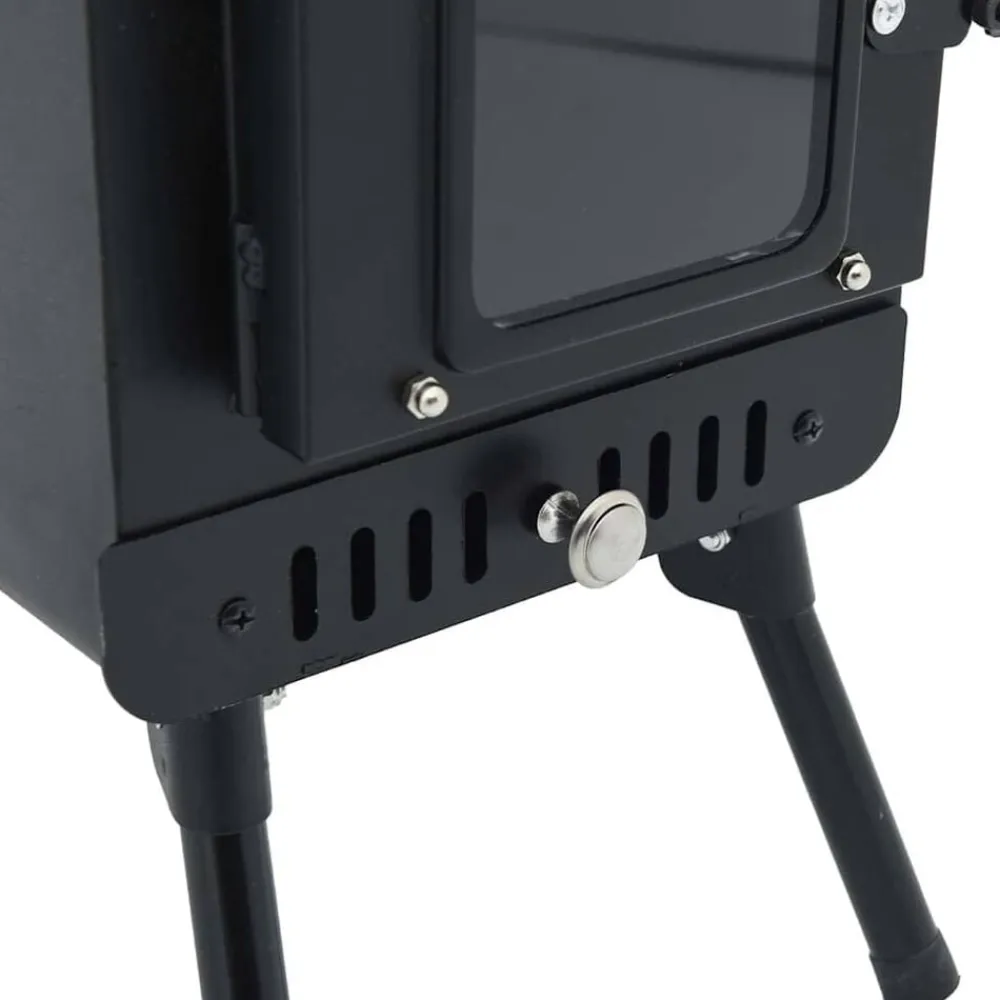 vidaXL Estufa leña de tienda con chimenea patas plegables acero negro Best