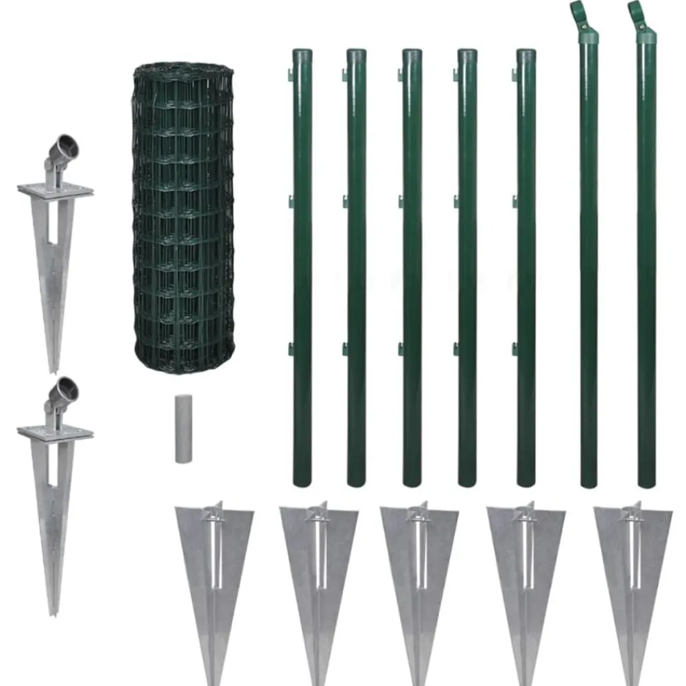 vidaXL Euro Valla de acero verde 10x0,8 m