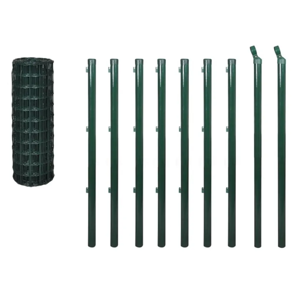 vidaXL Euro Valla de acero verde 10x1,2 m Sale