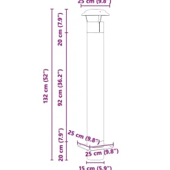 vidaXL Extensión de Chimenea Plateado 25 x 25 x 132 cm Hot