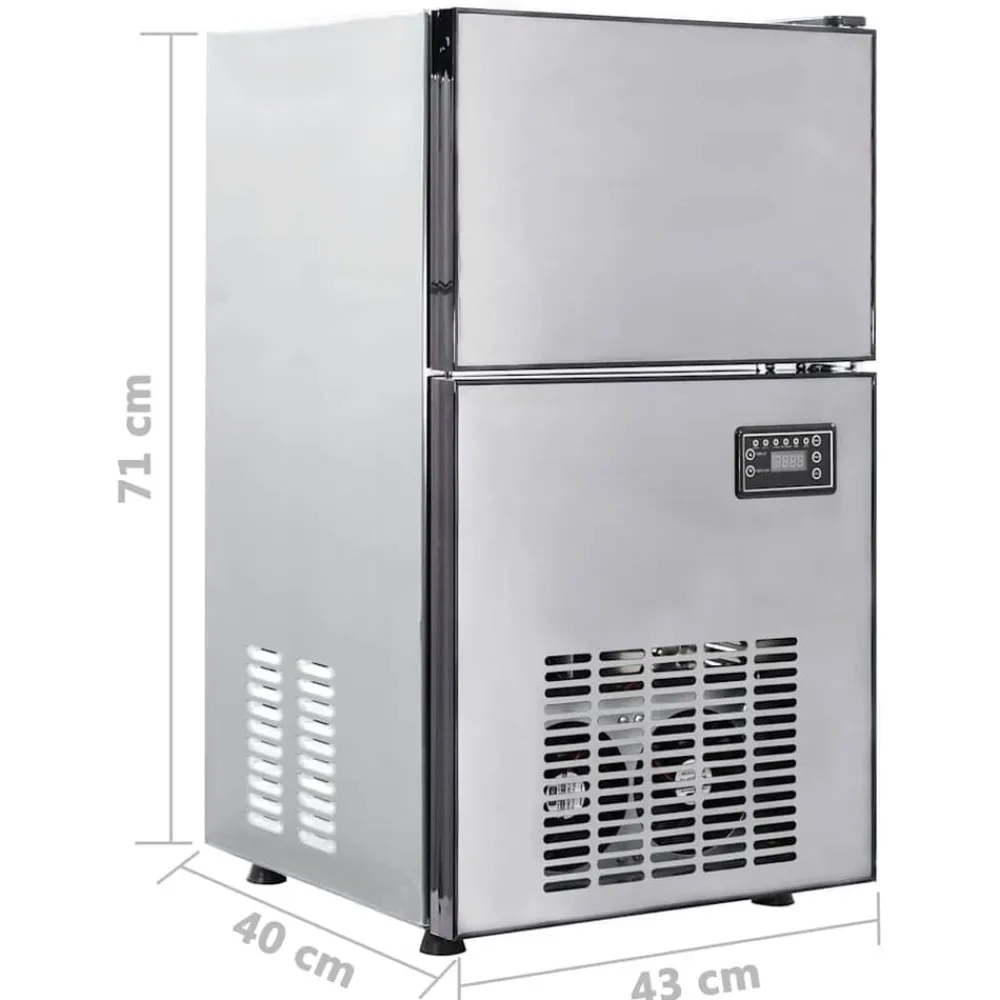 vidaXL Cocina Y Comedor-Fabricador de cubos de hielo Plateado 43 x 40 x 71 cm