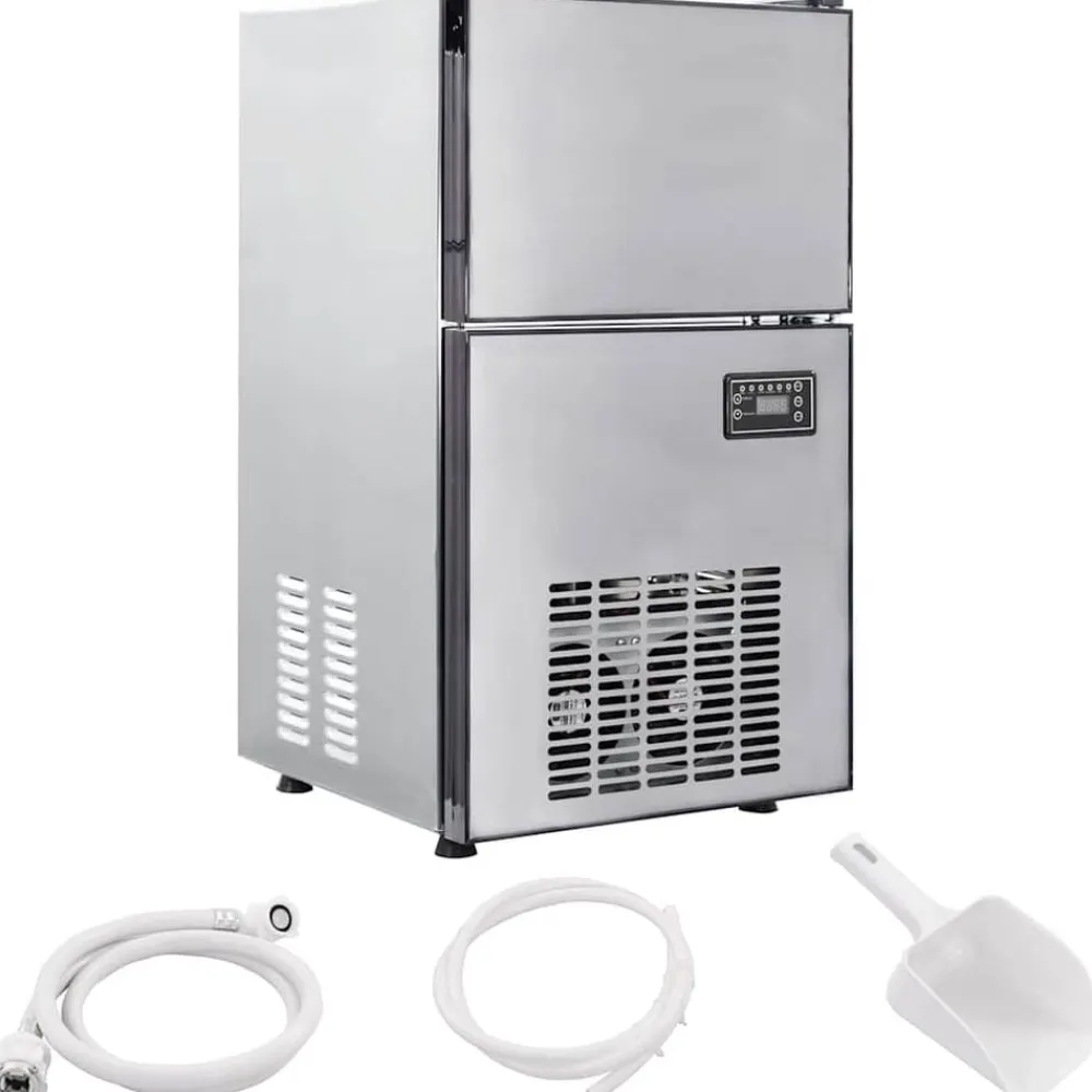 vidaXL Cocina Y Comedor-Fabricador de cubos de hielo Plateado 43 x 40 x 71 cm