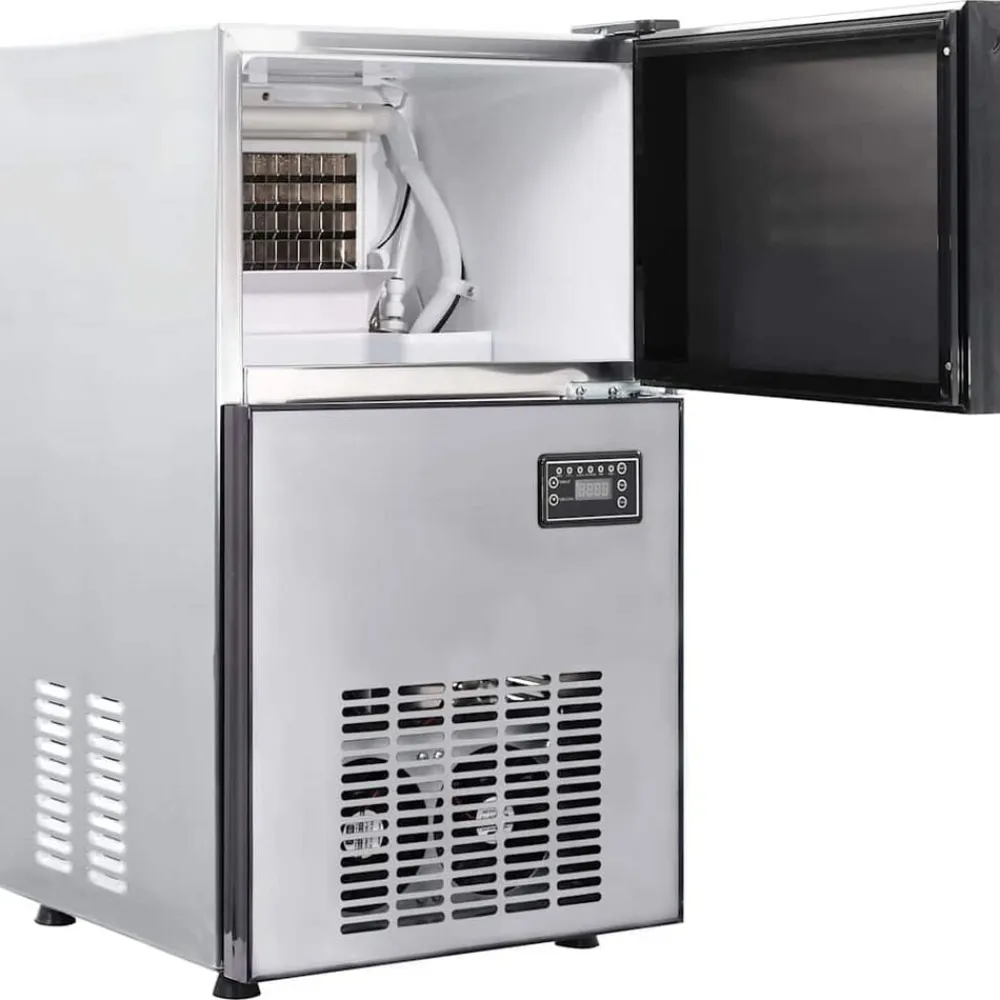 vidaXL Cocina Y Comedor-Fabricador de cubos de hielo Plateado 43 x 40 x 71 cm