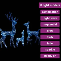 vidaXL Familia de renos de Navidad acrílico 300 LEDs es Azul Online