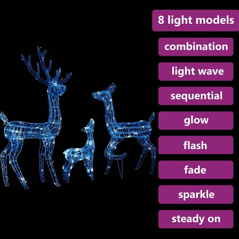 vidaXL Familia de renos de Navidad acrílico 300 LEDs es Azul Online