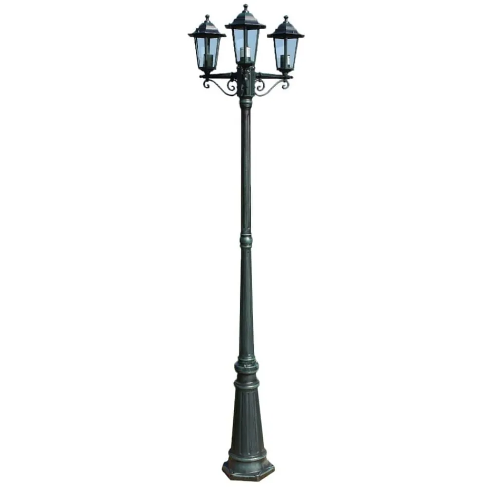 vidaXL Iluminación-Farola de jardín 3 brazos aluminio /negro 215 cm