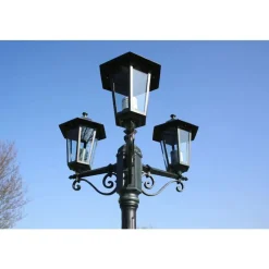 vidaXL Iluminación-Farola de jardín 3 brazos aluminio /negro 215 cm