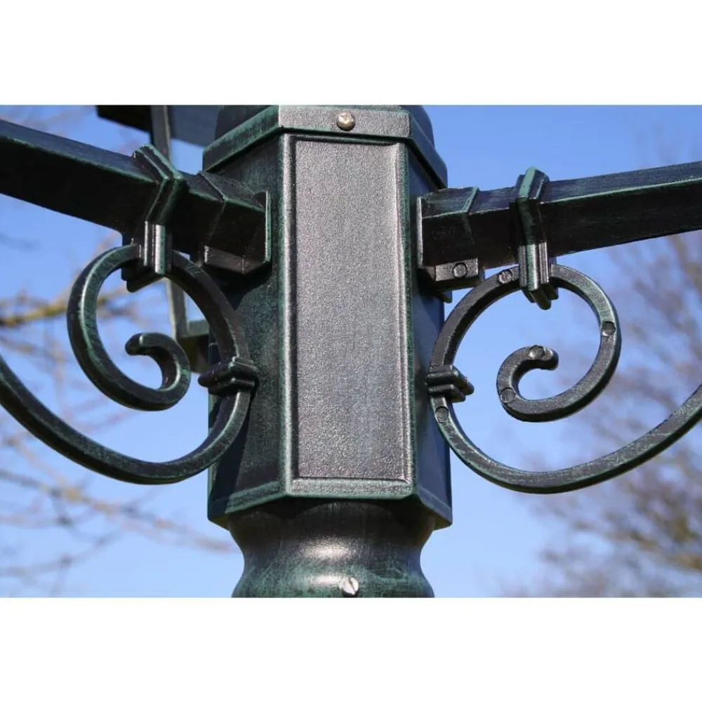 vidaXL Iluminación-Farola de jardín 3 brazos aluminio /negro 215 cm