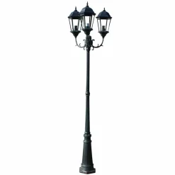 vidaXL Farola de jardín 3 brazos 230 cm verde oscuro/negro aluminio Best
