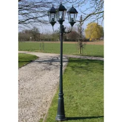 vidaXL Farola de jardín 3 brazos 230 cm verde oscuro/negro aluminio Best