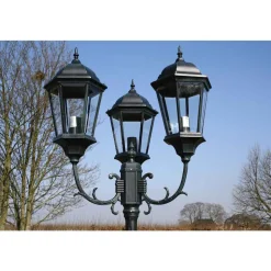 vidaXL Farola de jardín 3 brazos 230 cm verde oscuro/negro aluminio Best