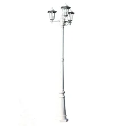 vidaXL Farola de jardín 3 brazos aluminio 215 cm Blanco Sale