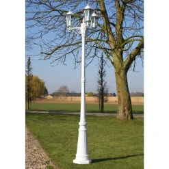 vidaXL Farola de jardín 3 brazos aluminio 215 cm Blanco Sale