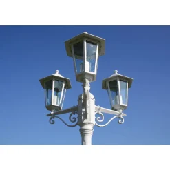 vidaXL Farola de jardín 3 brazos aluminio 215 cm Blanco Sale