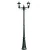 vidaXL Iluminación-Farola de jardín 2 brazos 215 cm verde oscuro/negro aluminio