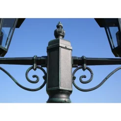 vidaXL Iluminación-Farola de jardín 2 brazos 215 cm verde oscuro/negro aluminio