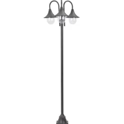 vidaXL Farola de jardín con 3 luces aluminio color E27 220 cm Bronce Online