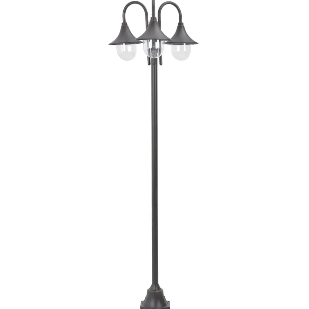 vidaXL Farola de jardín con 3 luces aluminio color E27 220 cm Bronce Online