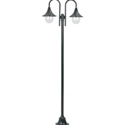 vidaXL Farola de jardín con 2 luces aluminio E27 220 cm Verde oscuro