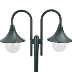 vidaXL Farola de jardín con 2 luces aluminio E27 220 cm Verde oscuro