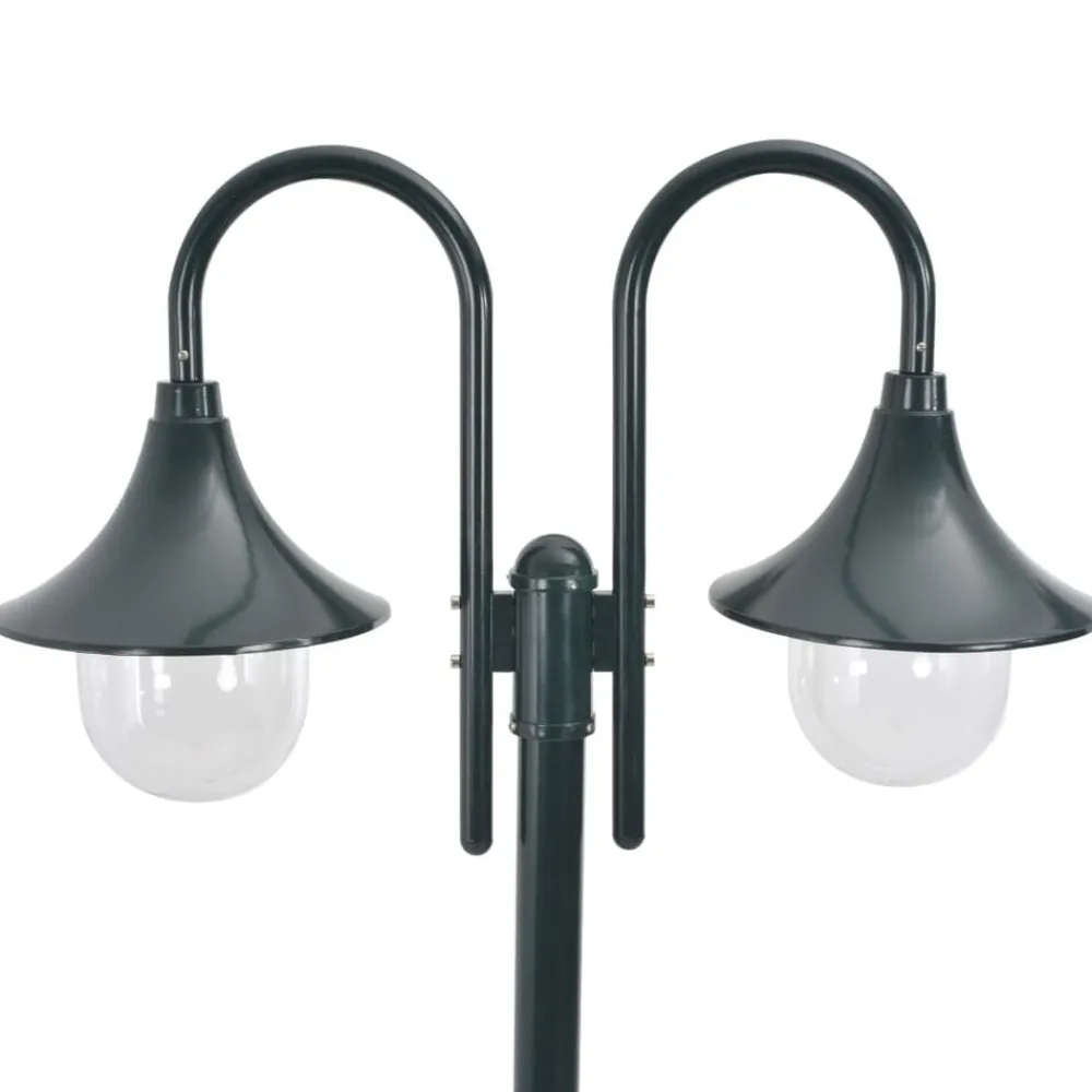 vidaXL Farola de jardín con 2 luces aluminio E27 220 cm Verde oscuro