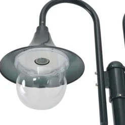 vidaXL Farola de jardín con 2 luces aluminio E27 220 cm Verde oscuro