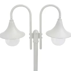 vidaXL Iluminación-Farola de jardín con 2 luces aluminio blanca E27 220 cm