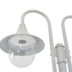 vidaXL Iluminación-Farola de jardín con 2 luces aluminio blanca E27 220 cm