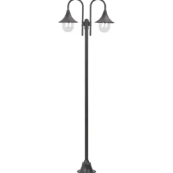 vidaXL Iluminación-Farola de jardín con 2 luces aluminio color E27 220 cm
