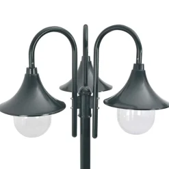 vidaXL Farola de jardín con 3 luces aluminio E27 220 cm Verde oscuro