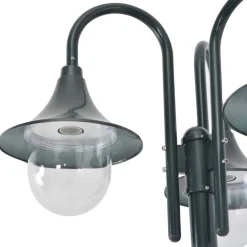 vidaXL Farola de jardín con 3 luces aluminio E27 220 cm Verde oscuro