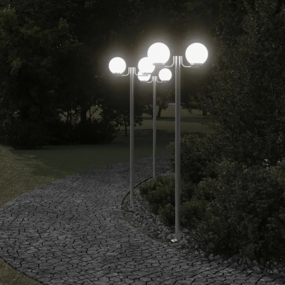 vidaXL Farolas de exterior 3 unidades acero inoxidable 215 cm Best
