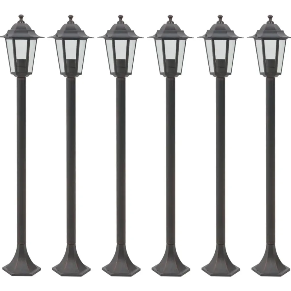 vidaXL Iluminación-Farolas de jardín aluminio E27 110 cm 6 unidades