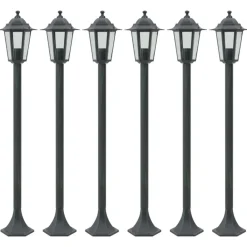 vidaXL Farolas de jardín aluminio E27 110 cm 6 unidades Verde oscuro Clearance