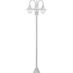 vidaXL Iluminación-Farolas de jardín con 3 luces aluminio blanca E27 220 cm