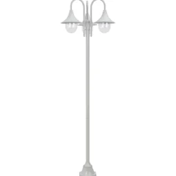 vidaXL Iluminación-Farolas de jardín con 3 luces aluminio blanca E27 220 cm