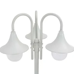 vidaXL Iluminación-Farolas de jardín con 3 luces aluminio blanca E27 220 cm