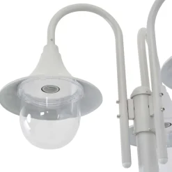 vidaXL Iluminación-Farolas de jardín con 3 luces aluminio blanca E27 220 cm