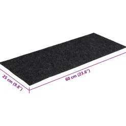 vidaXL Productos Del Hogar-Felpudos autoadhesivos para escaleras, 15 unidades, 60 x 25 cm, , rectangulares