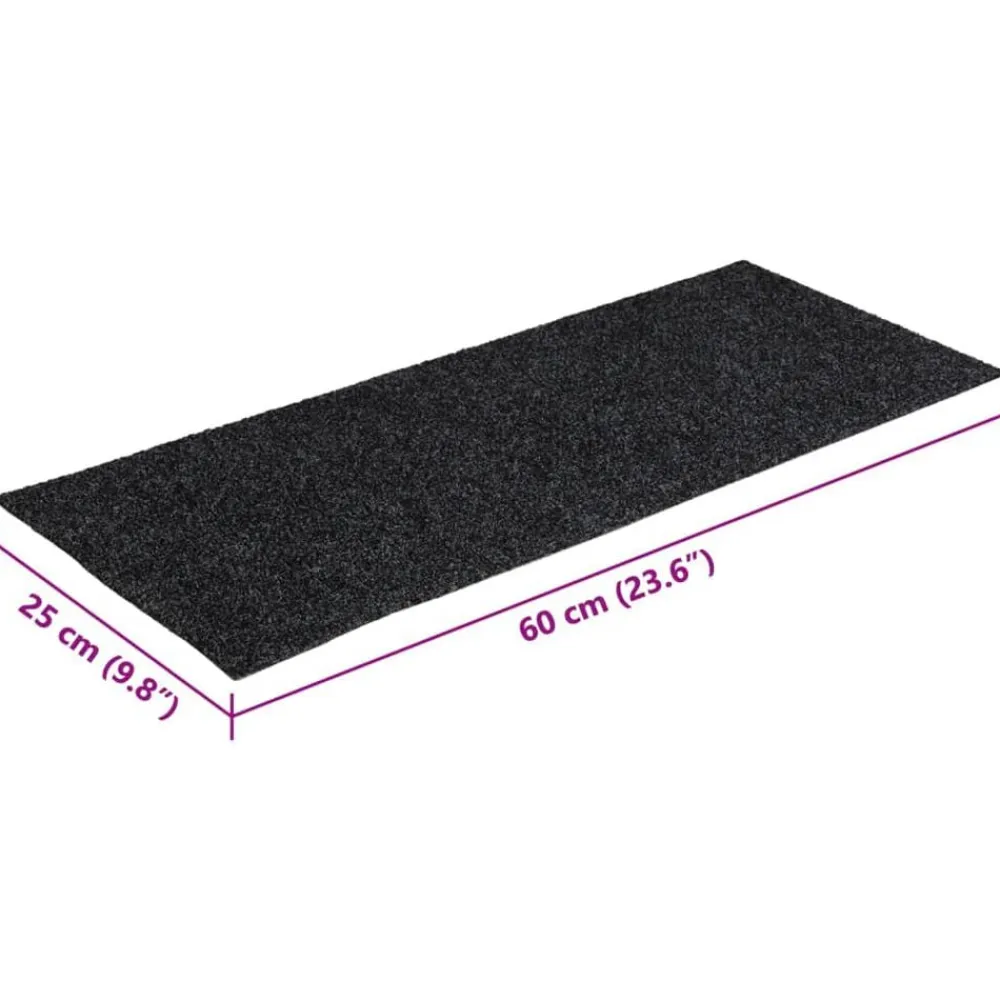 vidaXL Productos Del Hogar-Felpudos autoadhesivos para escaleras, 15 unidades, 60 x 25 cm, , rectangulares